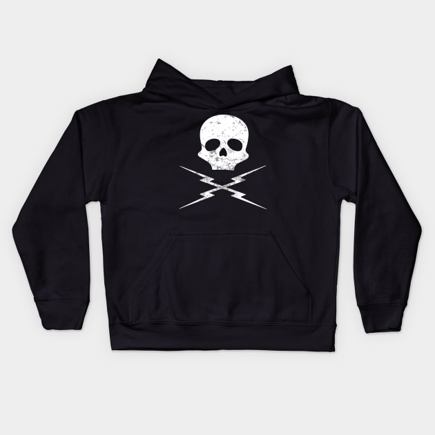 Death Proof Skull and Lightning Bolts Kids Hoodie by Scar
